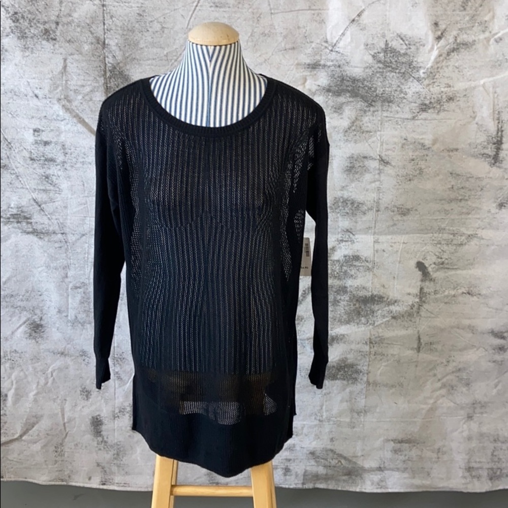 Hyba black mesh top sweater, layering L NWT